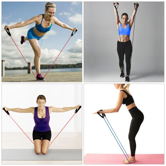 Resistance Toning Tube Bands Fitness Workout Elastic Exercise Band with Door Anchor and Carry Bag Resistance Toning Tube Bands Fitness Workout Elastic Exercise Band with Door Anchor and Carry Bag