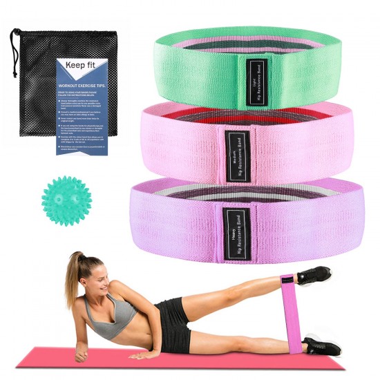3pcs Fabric Resistance Glute Bands for Legs and Butt Hip Workout Exercise Bands with Spiky Massage Ball and Carry Bag Yoga Pilates Strength Training 3pcs Fabric Resistance Glute Bands for Legs and Butt Hip Workout Exercise Bands with Spiky Massage Ball and Carry Bag Yoga Pilates Strength Training