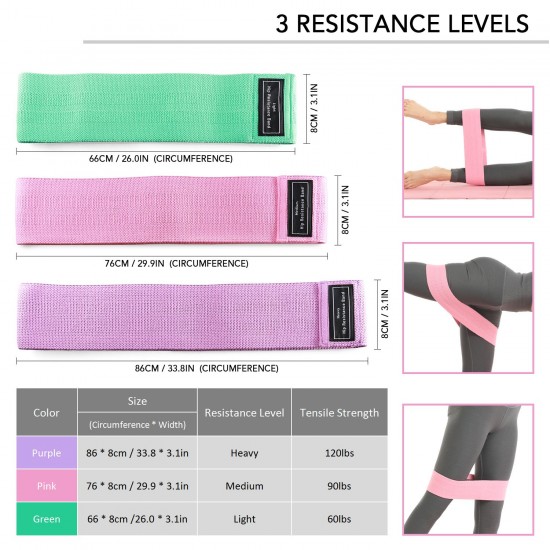 3pcs Fabric Resistance Glute Bands for Legs and Butt Hip Workout Exercise Bands with Spiky Massage Ball and Carry Bag Yoga Pilates Strength Training 3pcs Fabric Resistance Glute Bands for Legs and Butt Hip Workout Exercise Bands with Spiky Massage Ball and Carry Bag Yoga Pilates Strength Training