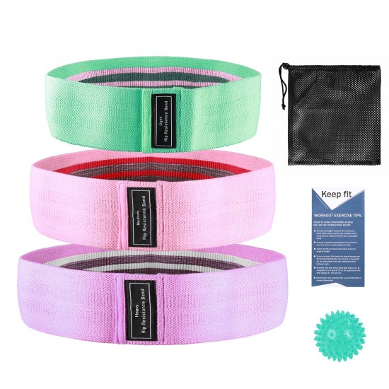 3pcs Fabric Resistance Glute Bands for Legs and Butt Hip Workout Exercise Bands with Spiky Massage Ball and Carry Bag Yoga Pilates Strength Training 3pcs Fabric Resistance Glute Bands for Legs and Butt Hip Workout Exercise Bands with Spiky Massage Ball and Carry Bag Yoga Pilates Strength Training