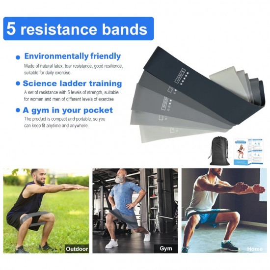 5pcs Resistance Loop Bands with Storage Bag Yoga Elastic Band Set for Yoga Home Gym Exercise Training 5pcs Resistance Loop Bands with Storage Bag Yoga Elastic Band Set for Yoga Home Gym Exercise Training