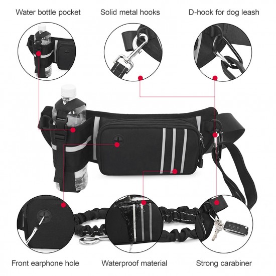 Hands Free Dog Leash Waist Bag Reflective Waist Pouch with Retractable Bungees Poop Bag Dispenser Pouch Adjustable Waist Belt for Training Walking Jogging and Running Your Pet Hands Free Dog Leash Waist Bag Reflective Waist Pouch with Retractable Bungees Poop Bag Dispenser Pouch Adjustable Waist Belt for Training Walking Jogging and Running Your Pet