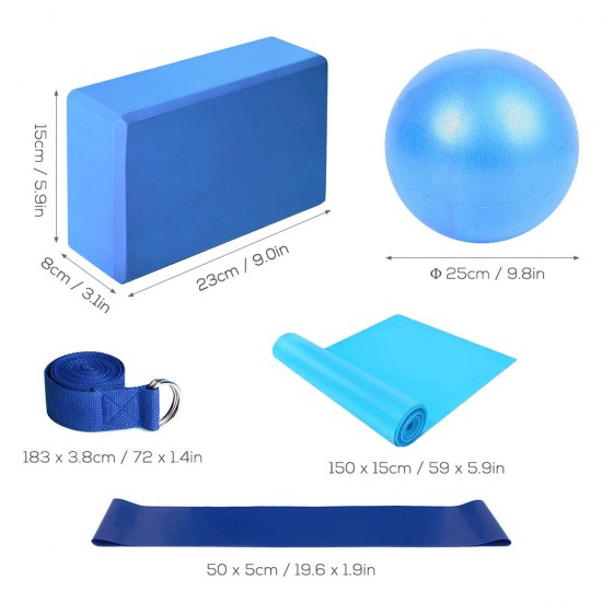 5pcs Yoga Equipment Set Include Yoga Ball Yoga Blocks Stretching Strap Resistance Loop Band Exercise Band 5pcs Yoga Equipment Set Include Yoga Ball Yoga Blocks Stretching Strap Resistance Loop Band Exercise Band