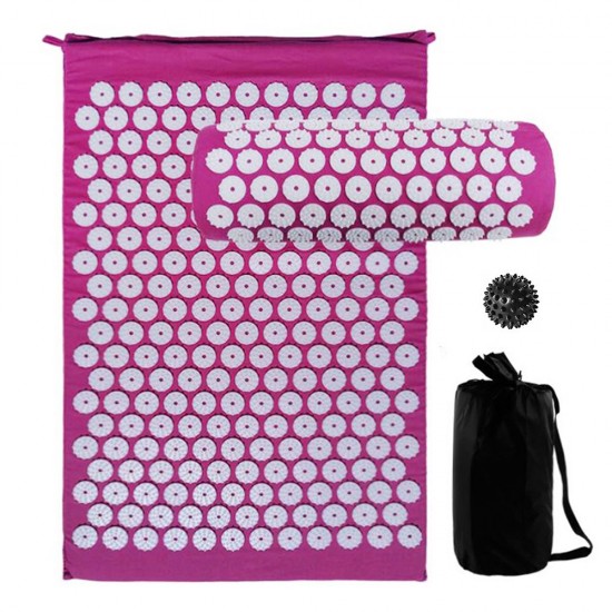 Acupressure Mat and Pillow Set with Spiky Massage Ball and Carry Bag for Back Neck Pain Stress Relief Muscle Relaxation Acupressure Mat and Pillow Set with Spiky Massage Ball and Carry Bag for Back Neck Pain Stress Relief Muscle Relaxation
