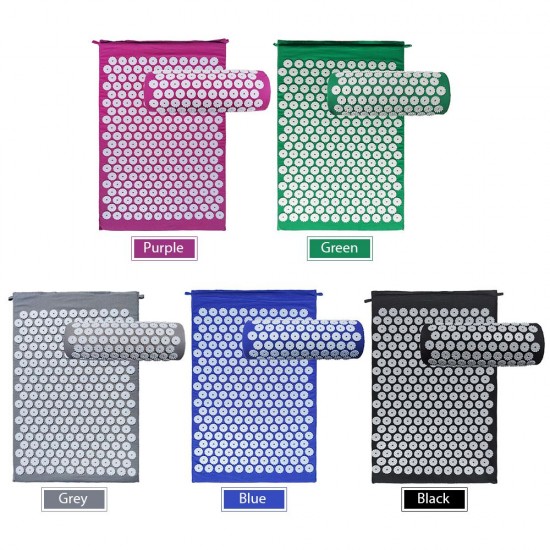 Acupressure Mat and Pillow Set with Spiky Massage Ball and Carry Bag for Back Neck Pain Stress Relief Muscle Relaxation Acupressure Mat and Pillow Set with Spiky Massage Ball and Carry Bag for Back Neck Pain Stress Relief Muscle Relaxation