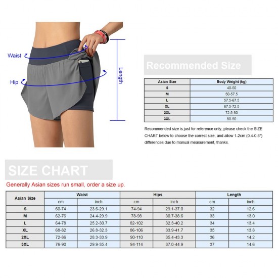 Women Running Shorts 2-in-1 with Pocket Wide Waistband Coverage Layer Liner Lounging Sport Yoga Leggings Fitness Workout Athletic Gym Home Sportswear Women Running Shorts 2-in-1 with Pocket Wide Waistband Coverage Layer Liner Lounging Sport Yoga Leggings Fitness Workout Athletic Gym Home Sportswear