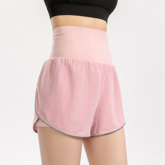 Women 2-in-1 Yoga Shorts High Waist Wide Waistband Breathable Fabric Running Dancing Fitness Sports Shorts Women 2-in-1 Yoga Shorts High Waist Wide Waistband Breathable Fabric Running Dancing Fitness Sports Shorts