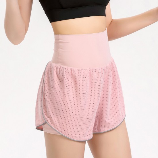 Women 2-in-1 Yoga Shorts High Waist Wide Waistband Breathable Fabric Running Dancing Fitness Sports Shorts Women 2-in-1 Yoga Shorts High Waist Wide Waistband Breathable Fabric Running Dancing Fitness Sports Shorts