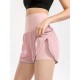 Women 2-in-1 Yoga Shorts High Waist Wide Waistband Breathable Fabric Running Dancing Fitness Sports Shorts Women 2-in-1 Yoga Shorts High Waist Wide Waistband Breathable Fabric Running Dancing Fitness Sports Shorts