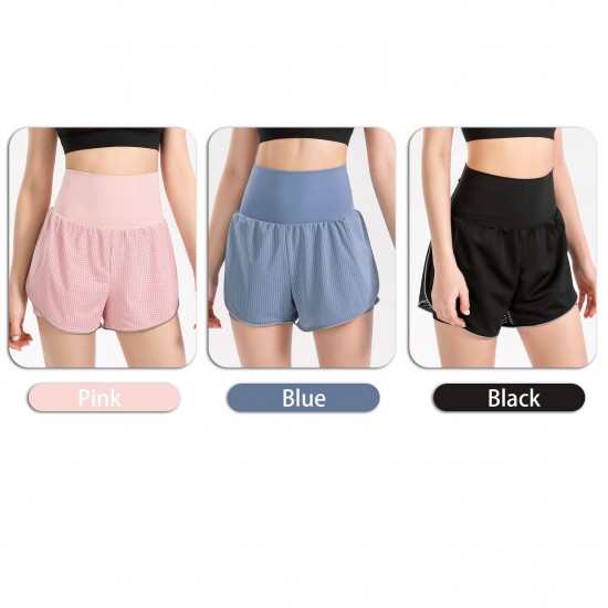 Women 2-in-1 Yoga Shorts High Waist Wide Waistband Breathable Fabric Running Dancing Fitness Sports Shorts Women 2-in-1 Yoga Shorts High Waist Wide Waistband Breathable Fabric Running Dancing Fitness Sports Shorts
