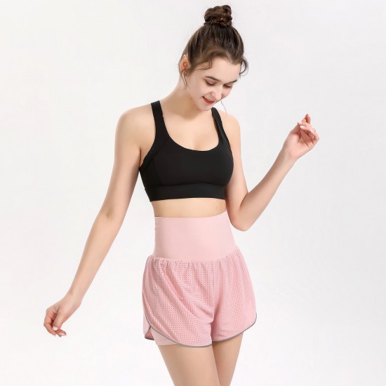 Women 2-in-1 Yoga Shorts High Waist Wide Waistband Breathable Fabric Running Dancing Fitness Sports Shorts Women 2-in-1 Yoga Shorts High Waist Wide Waistband Breathable Fabric Running Dancing Fitness Sports Shorts