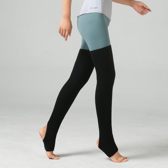 Women Yoga Stockings Open Heel Ribbed Knit Thigh High Leg Warmers for Ballet Dancing Lounging Women Yoga Stockings Open Heel Ribbed Knit Thigh High Leg Warmers for Ballet Dancing Lounging
