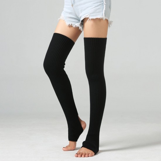 Women Yoga Stockings Open Heel Ribbed Knit Thigh High Leg Warmers for Ballet Dancing Lounging Women Yoga Stockings Open Heel Ribbed Knit Thigh High Leg Warmers for Ballet Dancing Lounging