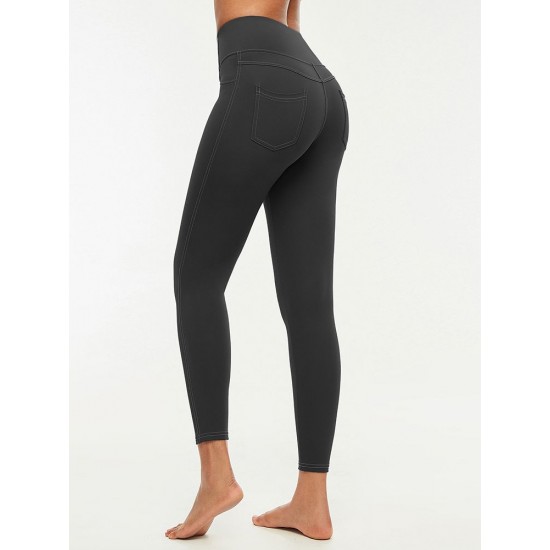 Women Leggings High Waist Back Pocket Quick-dry Moisture-wicking Tight Slimming Pants Running Fitness Workout Yoga Pants Women Leggings High Waist Back Pocket Quick-dry Moisture-wicking Tight Slimming Pants Running Fitness Workout Yoga Pants