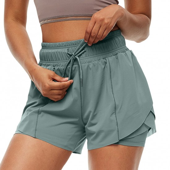 2 in 1 Women Sport Shorts Elastic Waist Quick Dry Gym Workout Yoga Short Pants 2 in 1 Women Sport Shorts Elastic Waist Quick Dry Gym Workout Yoga Short Pants