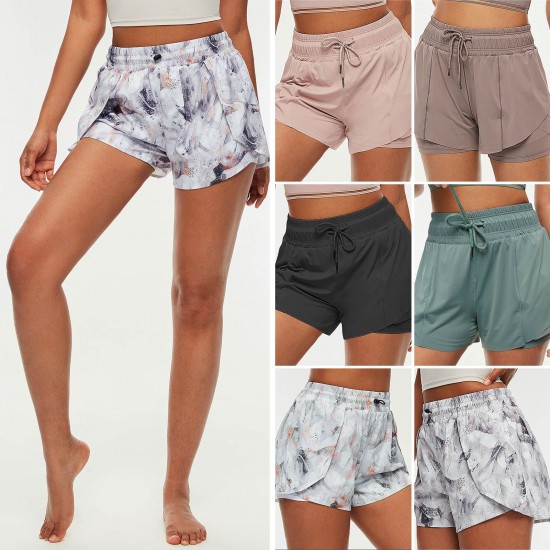 2 in 1 Women Sport Shorts Elastic Waist Quick Dry Gym Workout Yoga Short Pants 2 in 1 Women Sport Shorts Elastic Waist Quick Dry Gym Workout Yoga Short Pants