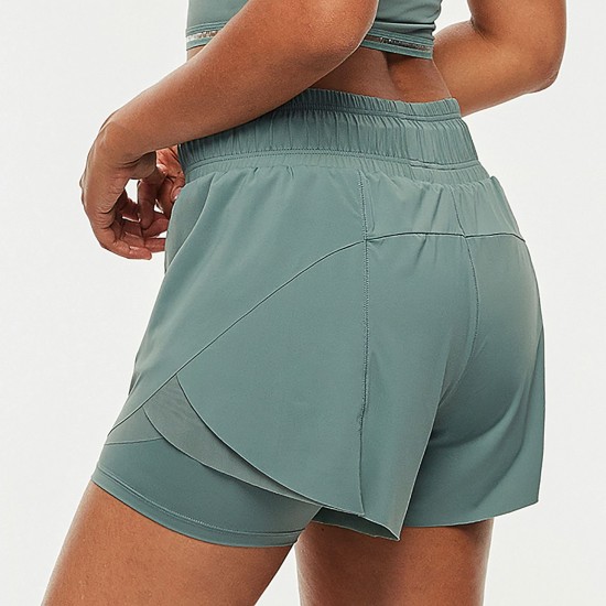 2 in 1 Women Sport Shorts Elastic Waist Quick Dry Gym Workout Yoga Short Pants 2 in 1 Women Sport Shorts Elastic Waist Quick Dry Gym Workout Yoga Short Pants