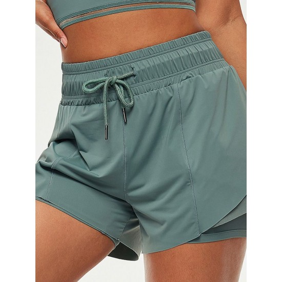 2 in 1 Women Sport Shorts Elastic Waist Quick Dry Gym Workout Yoga Short Pants 2 in 1 Women Sport Shorts Elastic Waist Quick Dry Gym Workout Yoga Short Pants