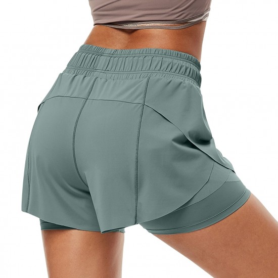 2 in 1 Women Sport Shorts Elastic Waist Quick Dry Gym Workout Yoga Short Pants 2 in 1 Women Sport Shorts Elastic Waist Quick Dry Gym Workout Yoga Short Pants