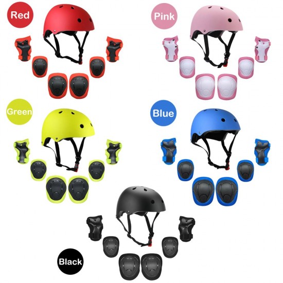 Kids 7 in 1 Helmet and Pads Set Adjustable Kids Knee Pads Elbow Pads Wrist Guards for Scooter Skateboard Roller Skating Cycling Kids 7 in 1 Helmet and Pads Set Adjustable Kids Knee Pads Elbow Pads Wrist Guards for Scooter Skateboard Roller Skating Cycling
