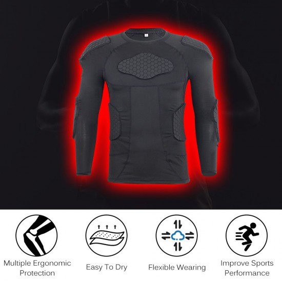 Men Padded Shirt Multiple Pad Protective Gear for Football Baseball Soccer Basketball Volleyball Training Bike Ski Men Padded Shirt Multiple Pad Protective Gear for Football Baseball Soccer Basketball Volleyball Training Bike Ski