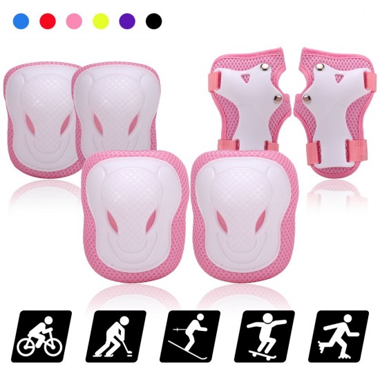 Kids Knee Pads Set 6 in 1 Protective Gear Kit Knee Elbow Pads with Wrist Guards Children Sports Safety Protection Pads for Cycling Roller Skating Kids Knee Pads Set 6 in 1 Protective Gear Kit Knee Elbow Pads with Wrist Guards Children Sports Safety Protection Pads for Cycling Roller Skating
