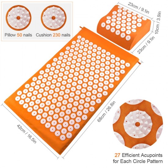 Acupuncture Mat Pillow Set Acupressure Mat Cushion Massage Pillow Pad for Full Body Massage Cushion Acupuncture Mat Pillow Set Acupressure Mat Cushion Massage Pillow Pad for Full Body Massage Cushion