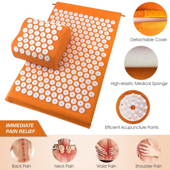 Acupuncture Mat Pillow Set Acupressure Mat Cushion Massage Pillow Pad for Full Body Massage Cushion Acupuncture Mat Pillow Set Acupressure Mat Cushion Massage Pillow Pad for Full Body Massage Cushion