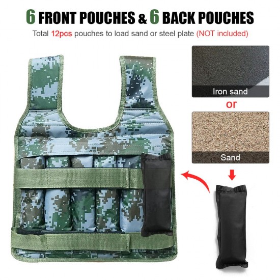 Max Loading 50kg Adjustable Weighted Vest Weight Jacket Oxford Exercise Weight Loading Cloth Strength Training (Empty) Max Loading 50kg Adjustable Weighted Vest Weight Jacket Oxford Exercise Weight Loading Cloth Strength Training (Empty)