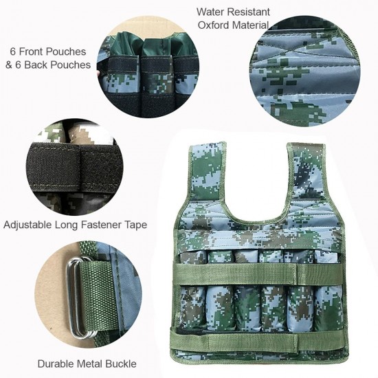 Max Loading 50kg Adjustable Weighted Vest Weight Jacket Oxford Exercise Weight Loading Cloth Strength Training (Empty) Max Loading 50kg Adjustable Weighted Vest Weight Jacket Oxford Exercise Weight Loading Cloth Strength Training (Empty)