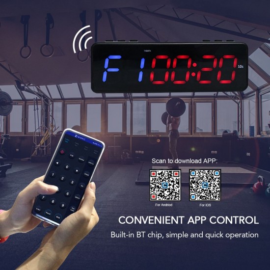 Wireless BT Control Gym Timer Rechargeable Stopwatch Countdown/up Clock for Home Gym Fitness Training Interval Timer Clock with Magnetic Backing Wireless BT Control Gym Timer Rechargeable Stopwatch Countdown/up Clock for Home Gym Fitness Training Interval Timer Clock with Magnetic Backing