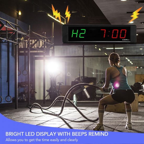Gym Timer Stopwatch with Remote Control Countdown/up Clock for Home Gym Fitness Training LED Interval Timer Clock with Wall Mount Brackets Gym Timer Stopwatch with Remote Control Countdown/up Clock for Home Gym Fitness Training LED Interval Timer Clock with Wall Mount Brackets