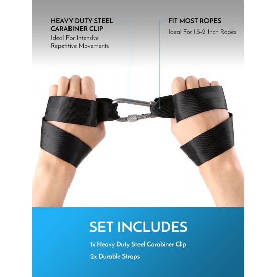 Battle Rope Anchor Strap Kit with Heavy Duty Reinforced 2 Nylon Straps & 1 Stainless Steel Carabiner Clip for Crossfit Ropes Home Gym Fitness & Training Rope Anchor Battle Rope Anchor Strap Kit with Heavy Duty Reinforced 2 Nylon Straps & 1 Stainless Steel Carabiner Clip for Crossfit Ropes Home Gym Fitness & Training Rope Anchor